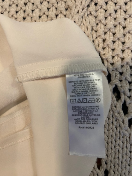 LOFT Cream Button Down Blouse with Black Tie Nevk Sz XL NWT - Picture 7 of 8